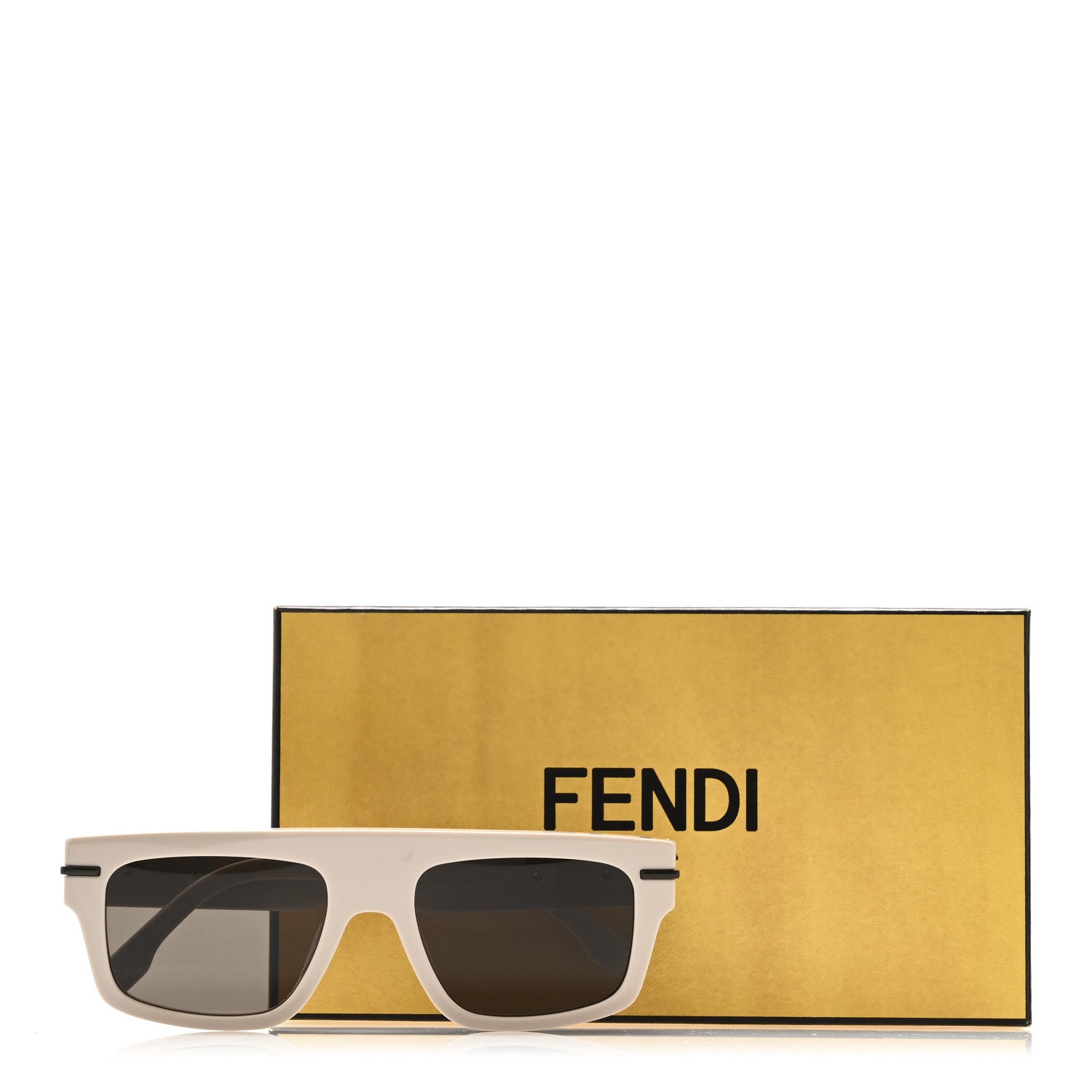 Fendi Rectangle Sunglasses — Beige